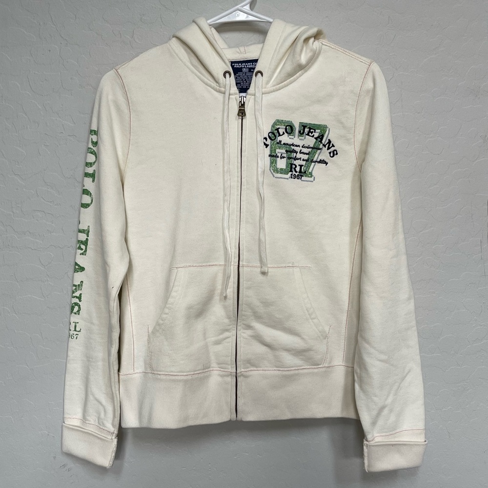 Polo Ralph Lauren Cream Hoodie with Green Accents